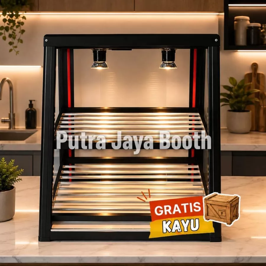 Etalase chiken dan ayam geprek Warmer Display Fried Chicken Kaca Tebal