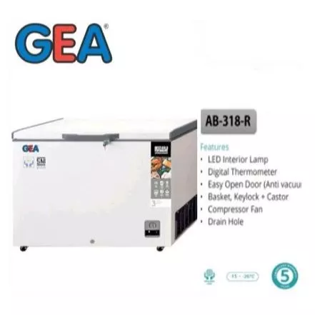 GEA AB-318-R Chest Freezer AB318 / AB 318 R Pembeku Daging Es Krim Kapasitas 318 Liter